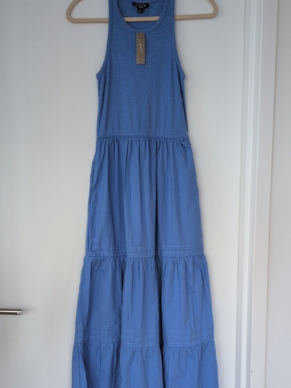 J.CREW - Blue Tiered Maxi Dress with Racerback
